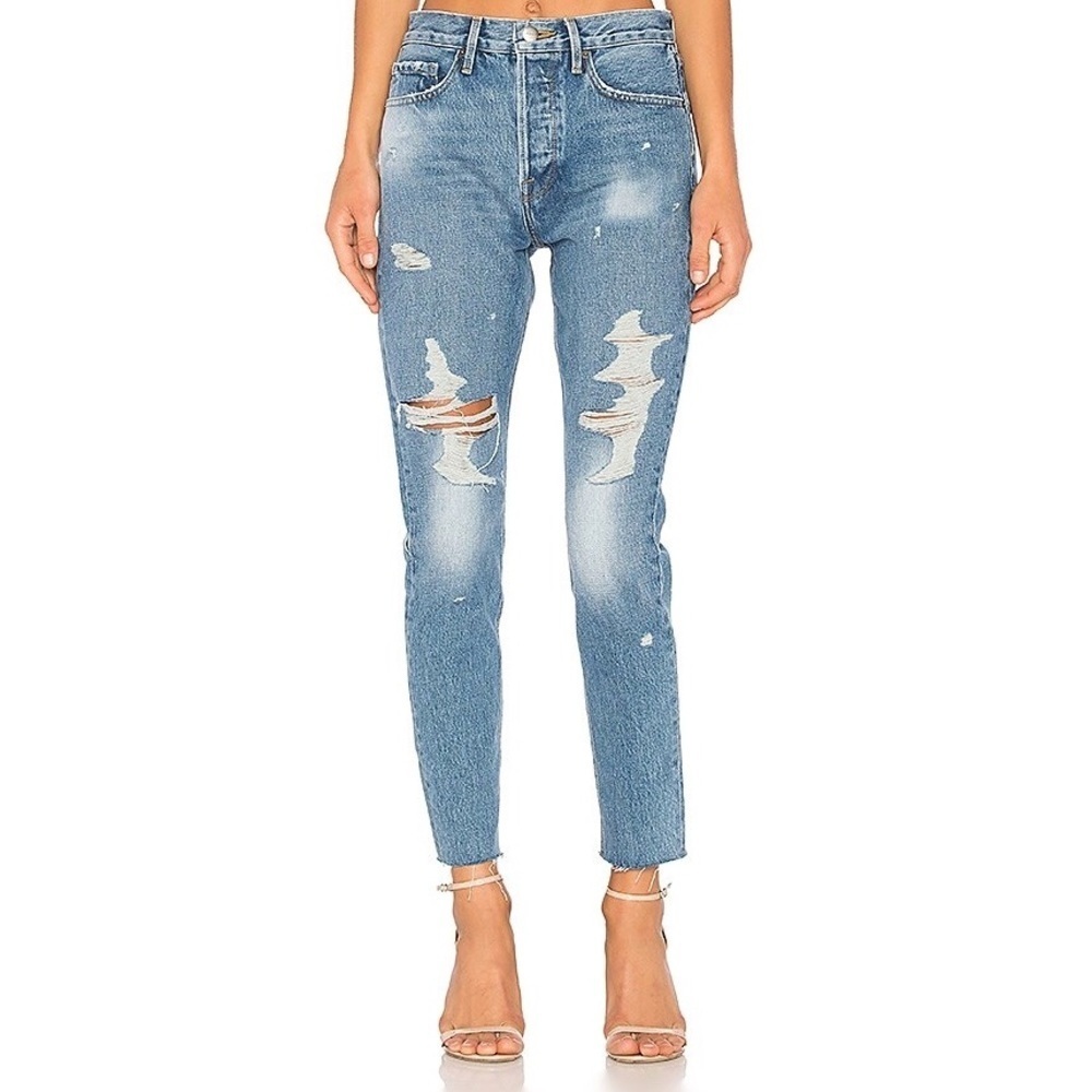 NWOT FRAME Denim Le Original Skinny Distressed Jeans in Vine Size 31